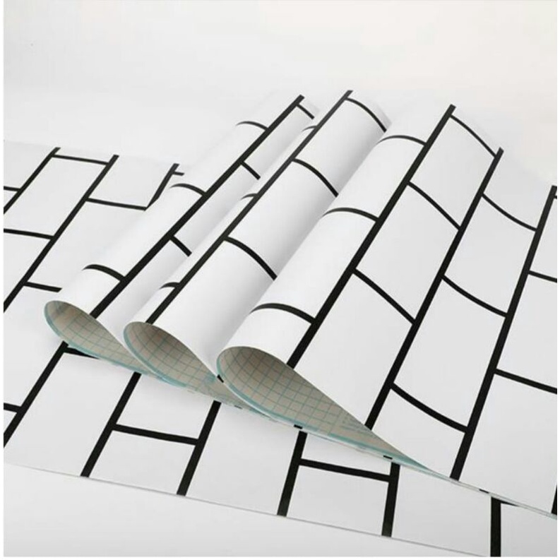 Wallpaper stiker dinding Motif Bata putih roll