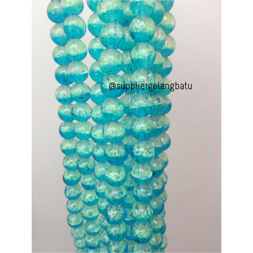 gid kristal biru 10mm glow in the dark fosfor kaca blue laut muda bead aksesoris pria wanita model