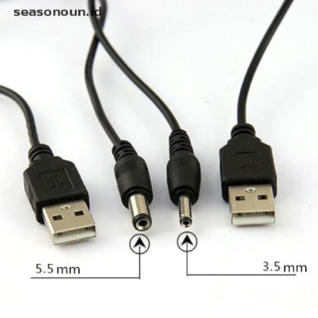 Kabel Power Konektor USB Port Ke 2.5 3.5 4.0 5.5mm 5V DC Warna Hitam
