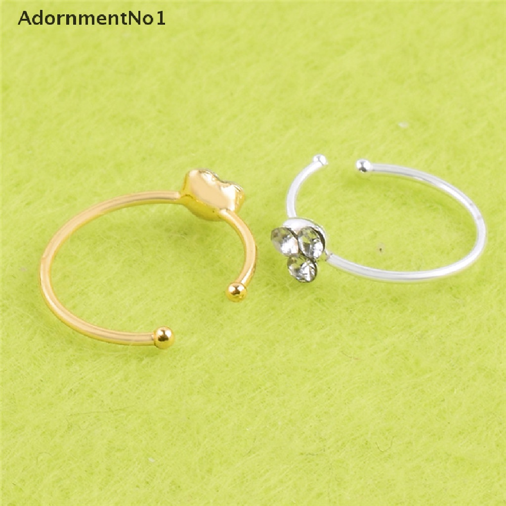 (AdornmentNo1) Cincin Tindik Hidung Bahan Surgical Steel Hias Kristal / Berlian Imitasi Untuk Wanita