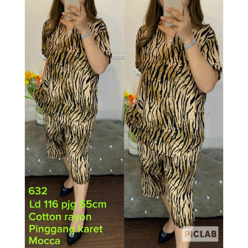 Setelan loreng 7 per 8 katun rayon 632