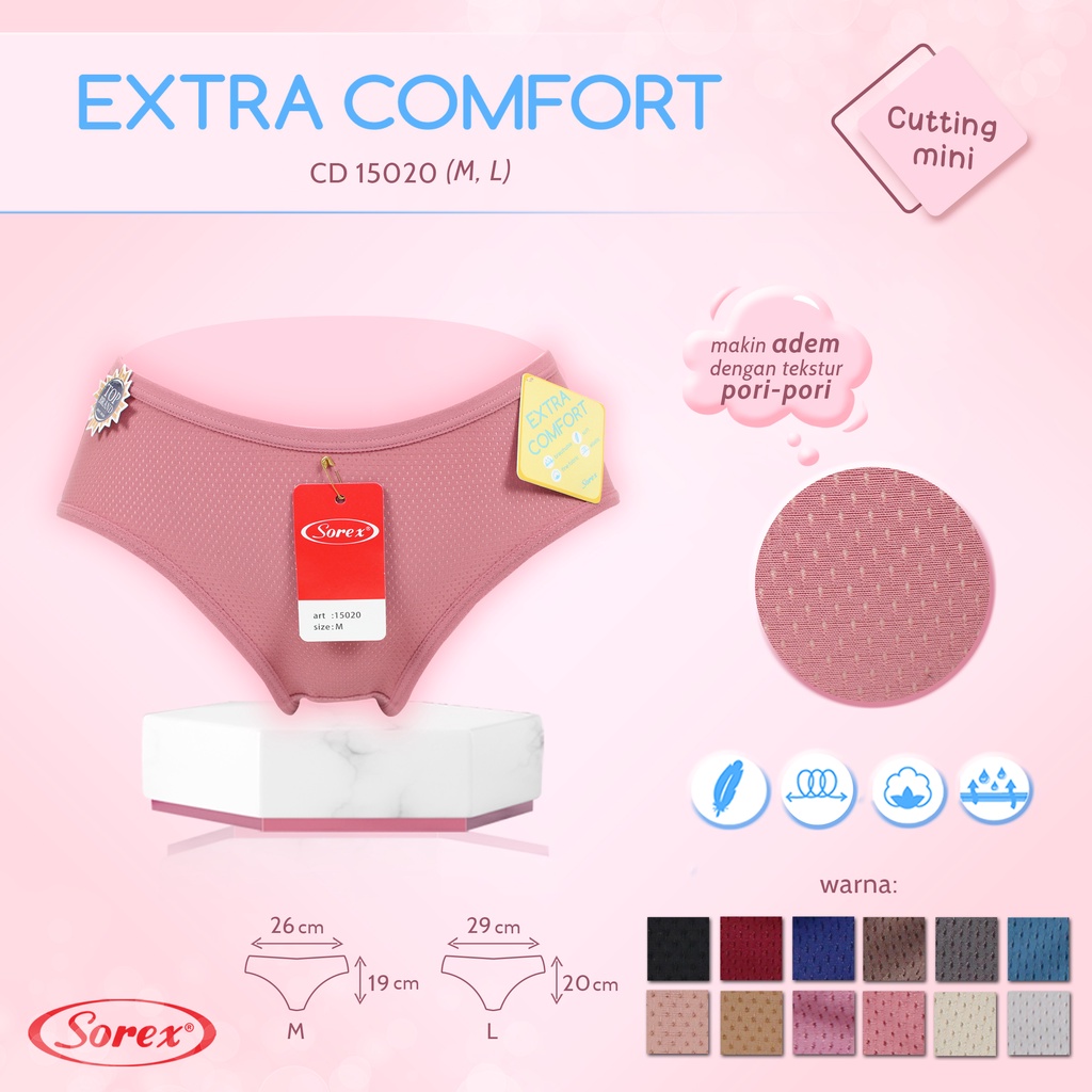 1 Pcs Celana Dalam Wanita SOREX 15020 - MINI Cutting - Extra Comfort CD Underwear - Pakaian Dalam Wanita Katun Cotton