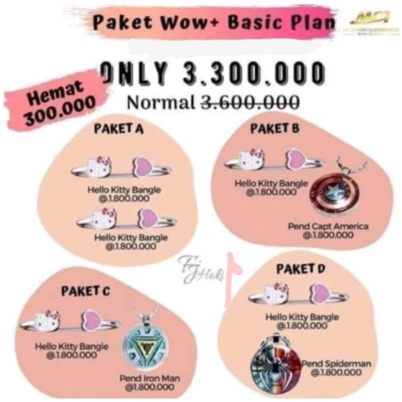 paket gelang hello kitty dan kalung marvel mci free acc hk / marvel