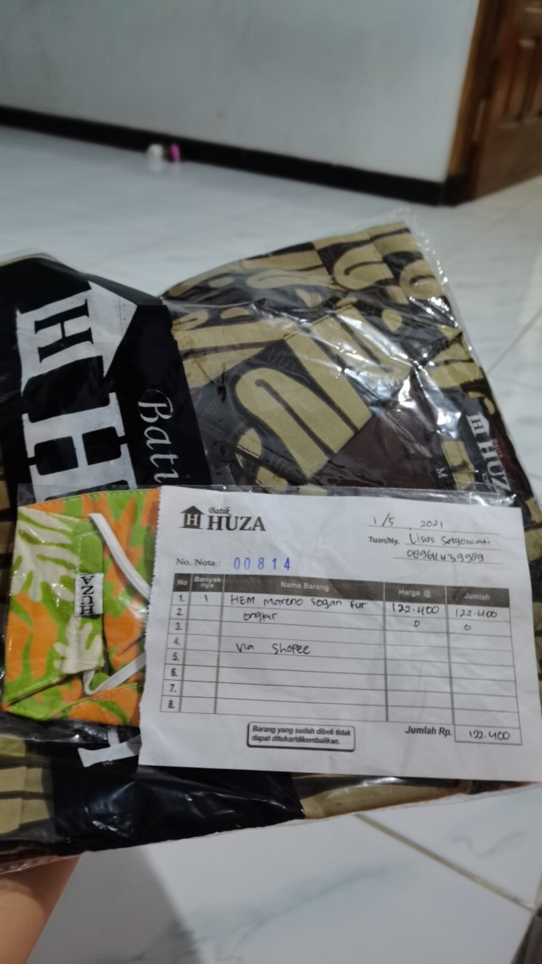 Kemeja Pria Atasan Batik Mareno Atasan Pria Lengan Pendek Bahan Katun Sogan Regular Fit Batik Huza