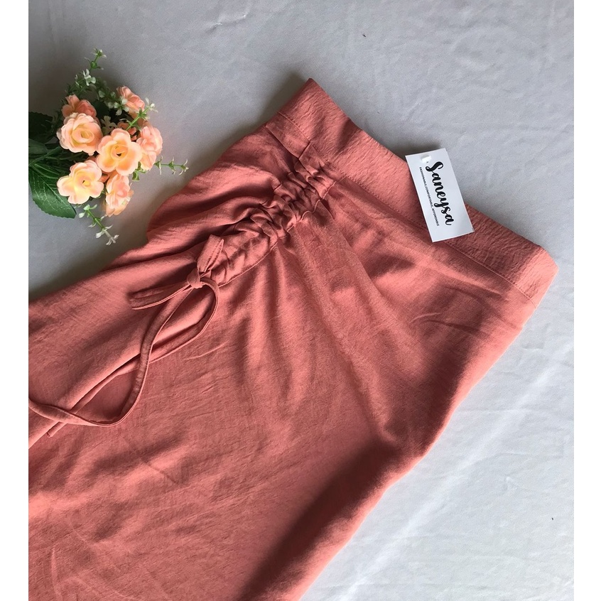 Tamara Skirt - Rok Serut Casual Korean Look -  Midi Maxy  Skirt - Rok Wanita Korean Terbaru - Rok Crinkle-Pink Berry