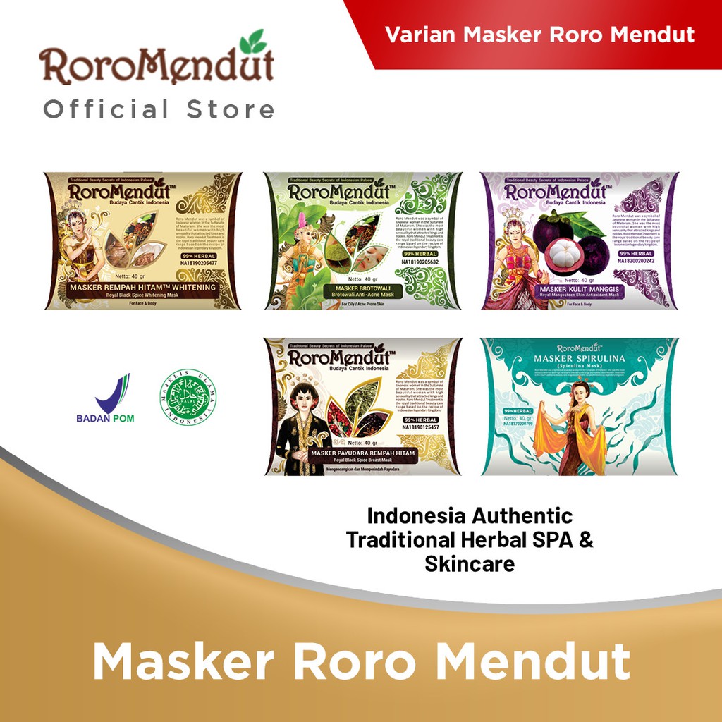 Roro Mendut Masker Wajah Organic Penghilang Wajah Kusam Pemutih Kulit Rempah BPOM ASLI ORIGINAL