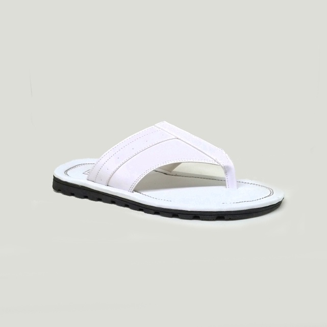 Sandal Pria Jepit Putih Kulit / flip flop Full White - ORIGINAL ZGB-DZ06 sendal cowo casual santai gaya murah