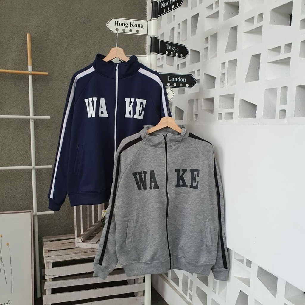 Jaket Wake Zipper Sweater Jaket Resleting Pria Wanita Bahan Fleece