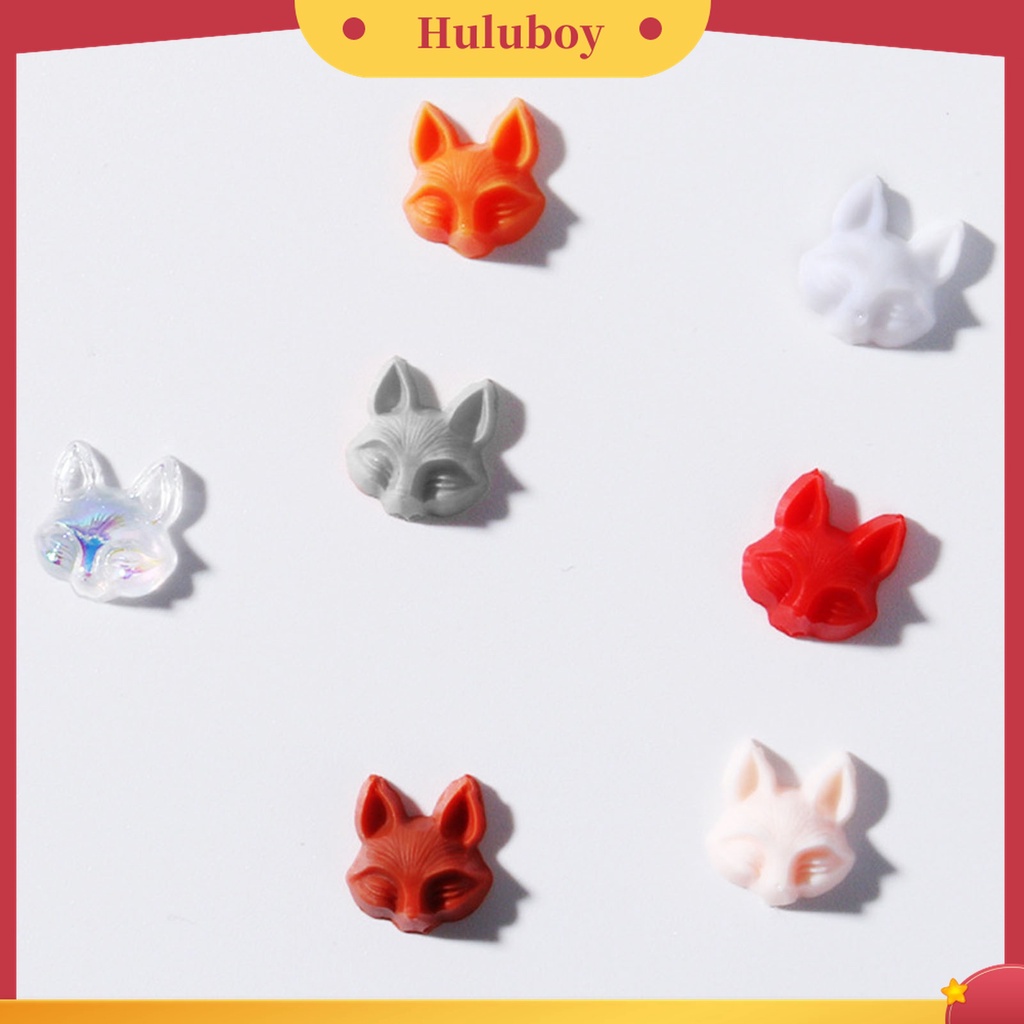Huluboy Huluboy♡ 30pcs / Set Ornamen Kuku Bentuk Kepala Rubah 3D Efek Vivid Untuk Dekorasi Wanita