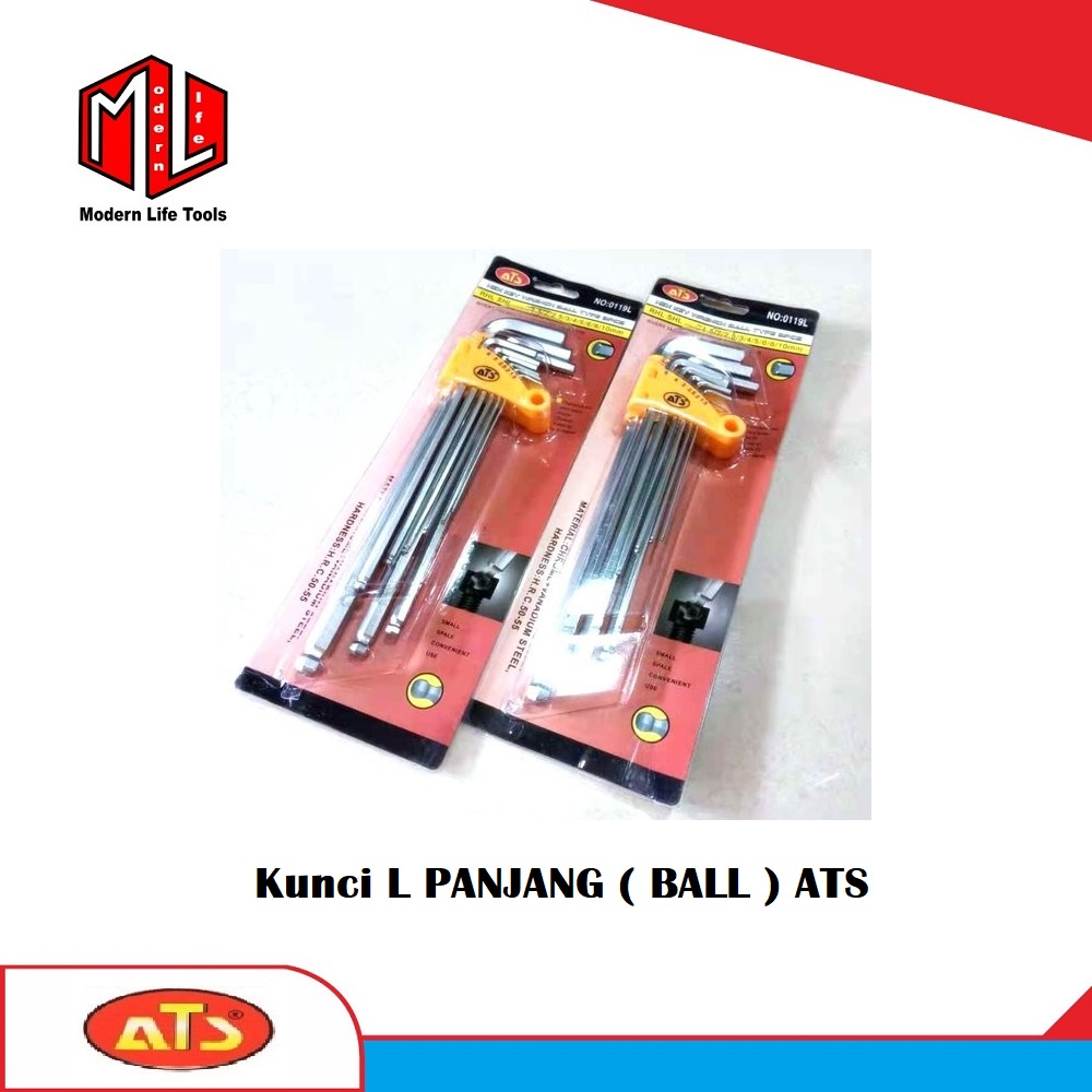 Kunci L Set Panjang ATS 9 pcs 1.5-10mm Hex Key Wrench Ball SET BALL ATS