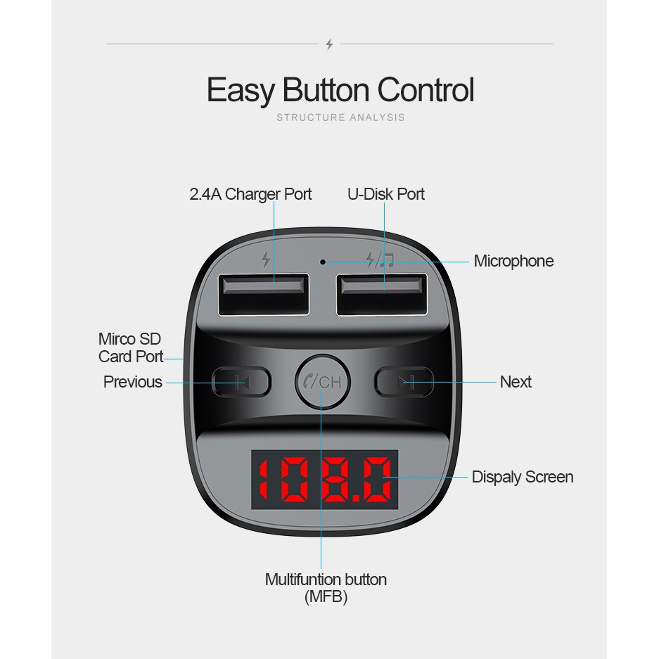 T60 - Bluetooth Handsfree MP3 FM Transmitter Dual USB Port Car Charger - Charger Mobil Dual Port USB