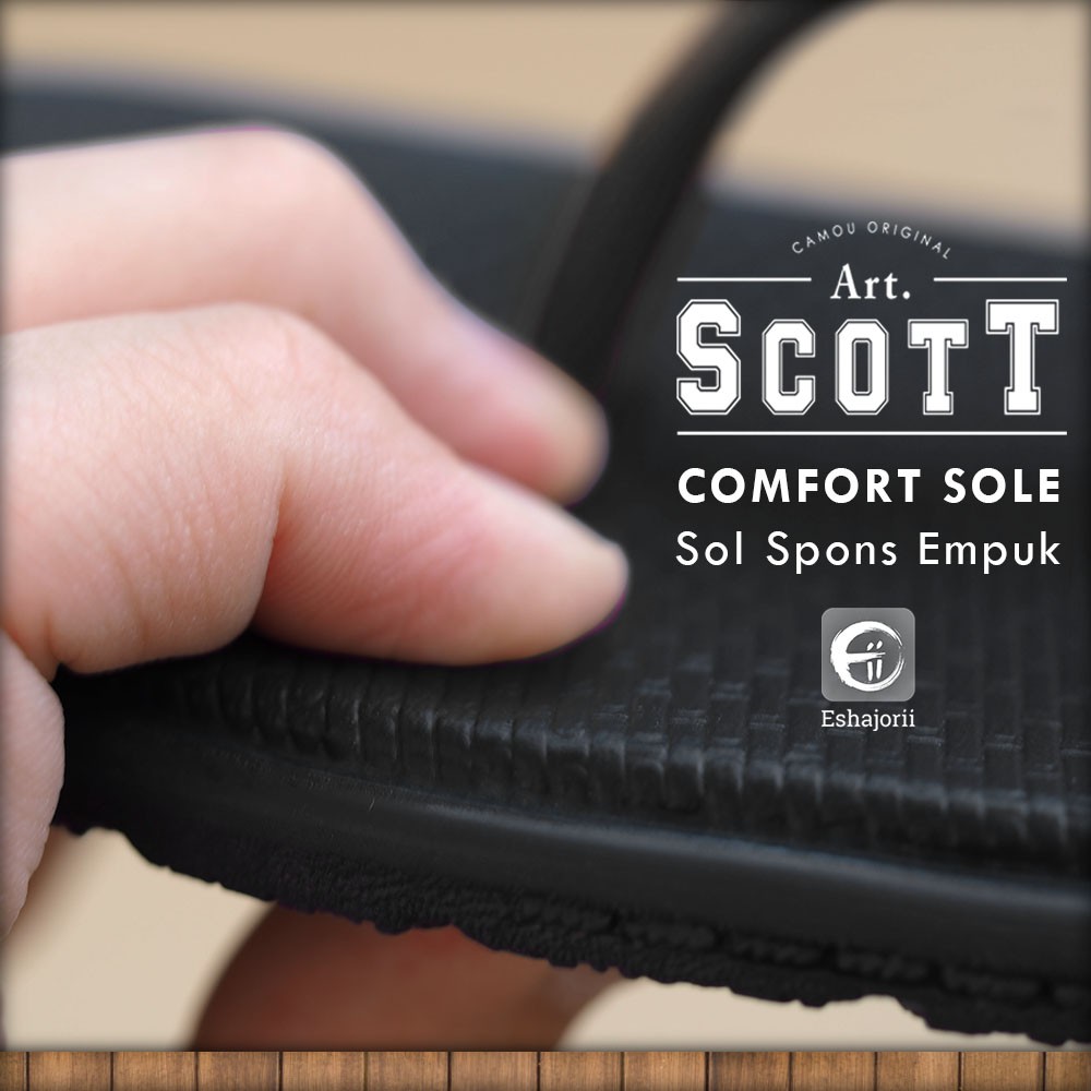 CAMOU - Scott Shadow - Sandal Jepit Pria Comfort Casual Full Hitam Mens Fashion Rubber Sole