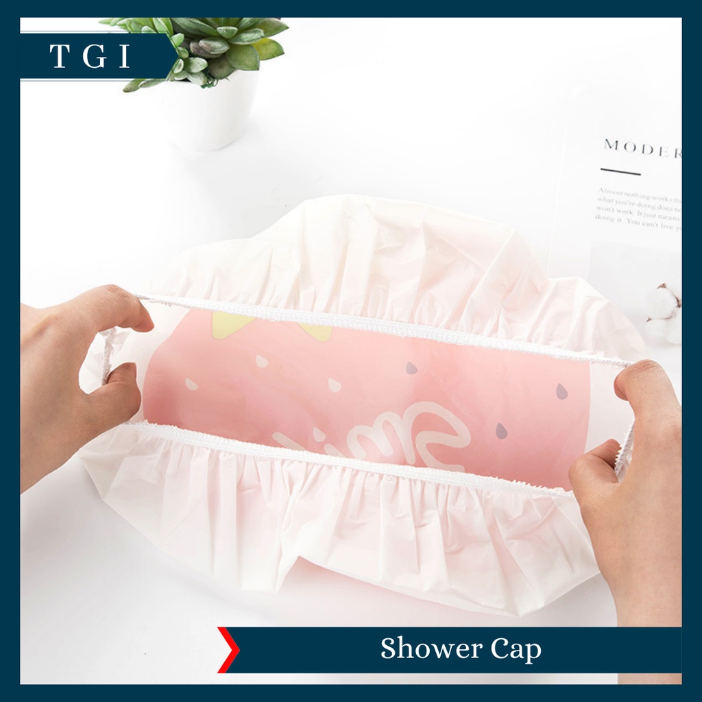 TGI - SHOWER CAP TOPI MANDI |  TOPI KERAMAS KARAKTER BUAH FRUIT PENUTUP KEPALA STRAWBERRY KIWI WATERMELON | HAIR CAP