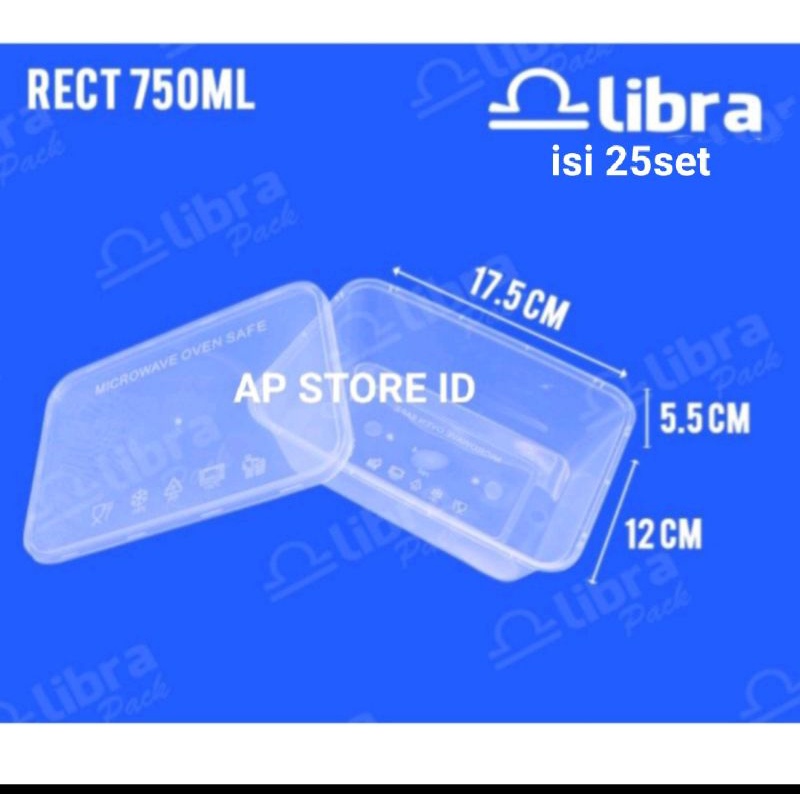 isi 25set Thinwal 750ml Persegi Panjang  / Food Container