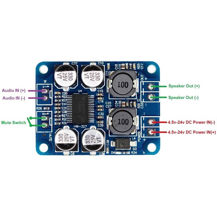 Modul Amplifier TPA3118 PBTL DC8-24V 60W 1x60 Watt Mono Digital Audio Board AMP Module Chip