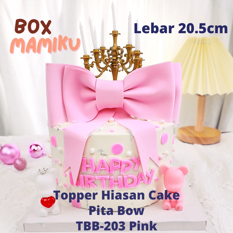Pita Besar & Lilin Topper Hiasan Cake Big Bow Dekorasi Kue Ulang Tahun