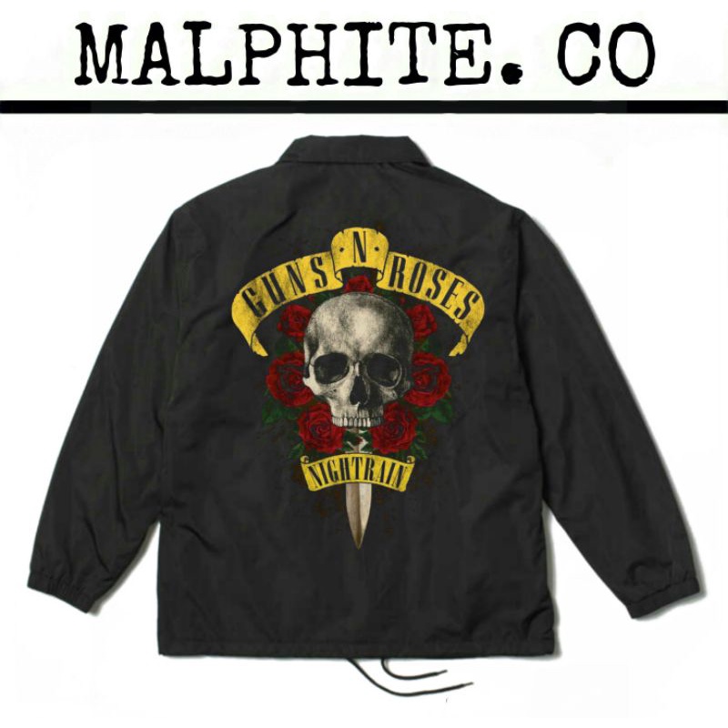 Coach Jacket GNR Guns N Roses Nightrain Windbreaker Motif Logo Band Musik Merch Metal Punk Rock And 