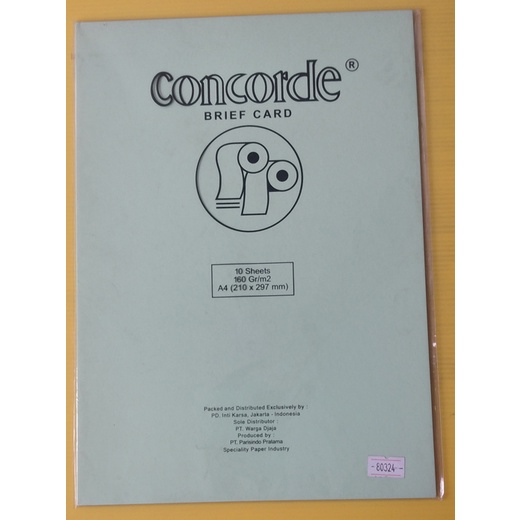 

CONCORDE BRIEF CARD A4 160 G 80324 HIJAU MUDA 1 PAK (10 LEMBAR)