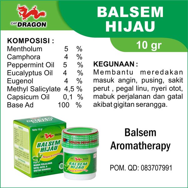 Dragon Balsem Hijau / Blasem Sakit Otot