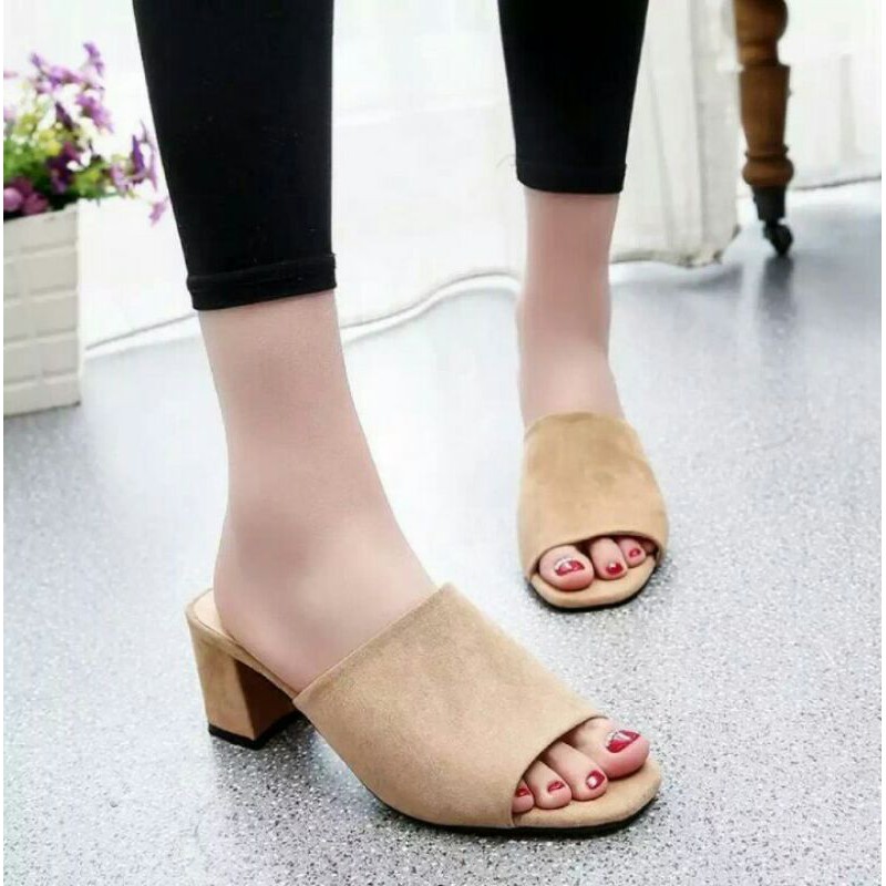 Sandal wanita terbaru kekinian Sandal selop wanita Sandal Hak Tinggi 5cm Sendal wanita kekinian