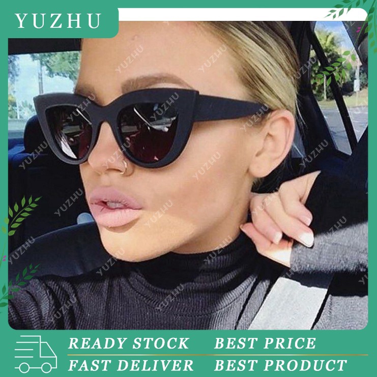 (YUZHU) Gaya Barat Retro Cat Eye INS Mode Oval Sunglasses Wanita Klasik Anti UV400