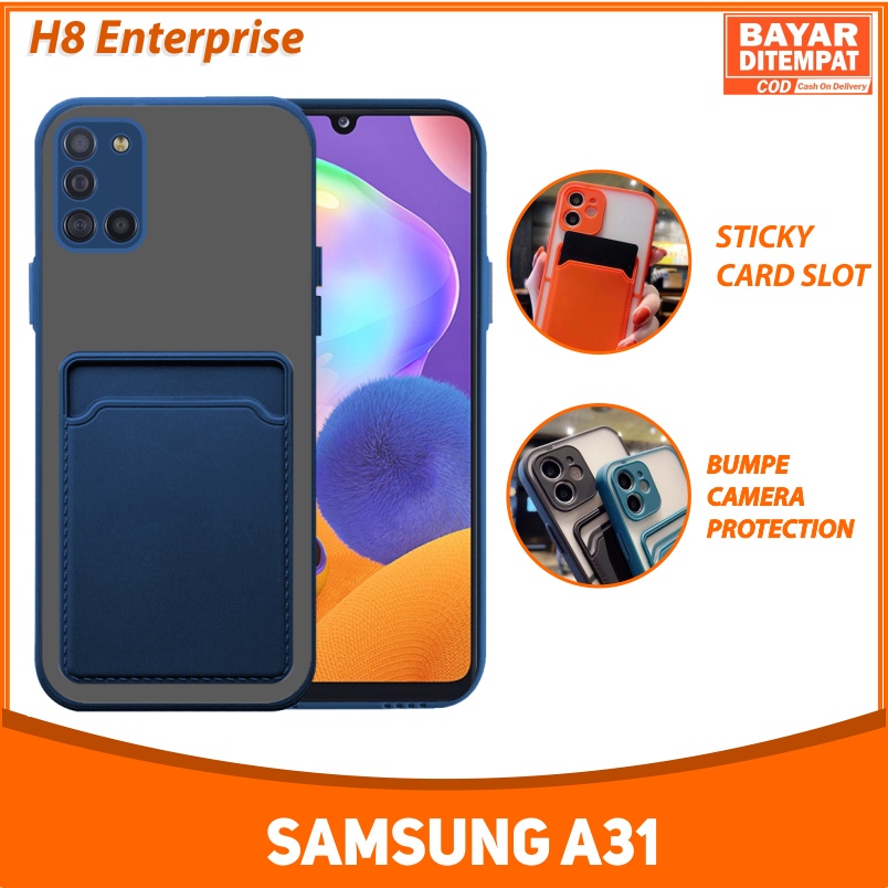 Soft Case Samsung Galaxy A31 Colored Card Slot TPU Casing Holder Simpan Kartu