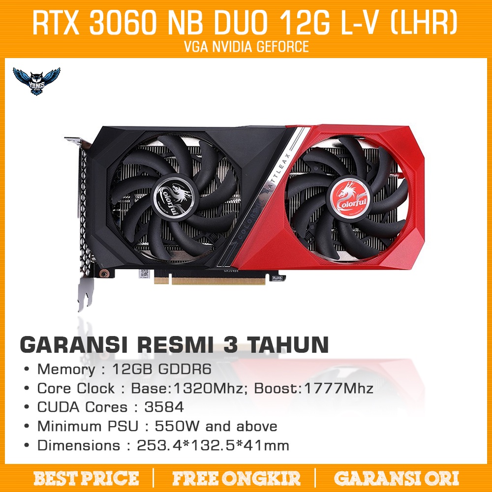 VGA Colorful RTX 3060 NB Duo 12G L-V (LHR) 12GB DDR6 Nvidia GeForce