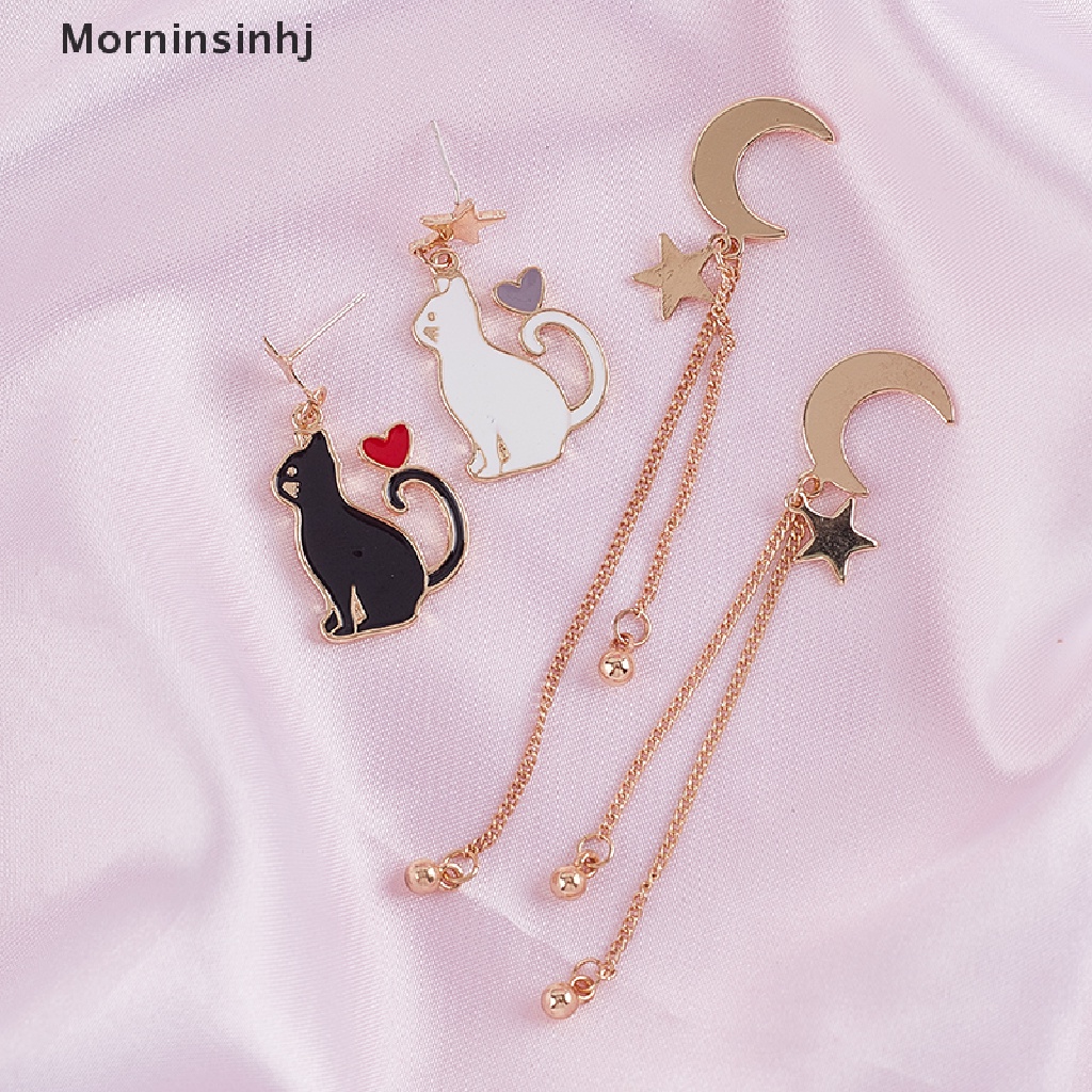 Anting pejantan bintang dalikaornin dessysymmetric moon anting kucing lucu perhiasan aksesoris id