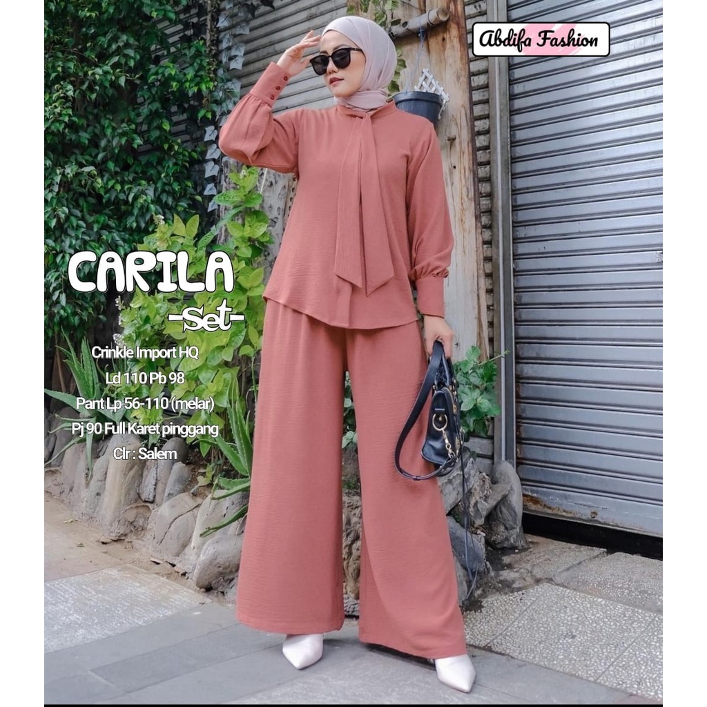 SETELAN BLOUSE+CELANA, matt CRINCLE IMPORT HQ // SET FASHION HIJAB POLOS, OUTFIT HIJAB // CARILA SET