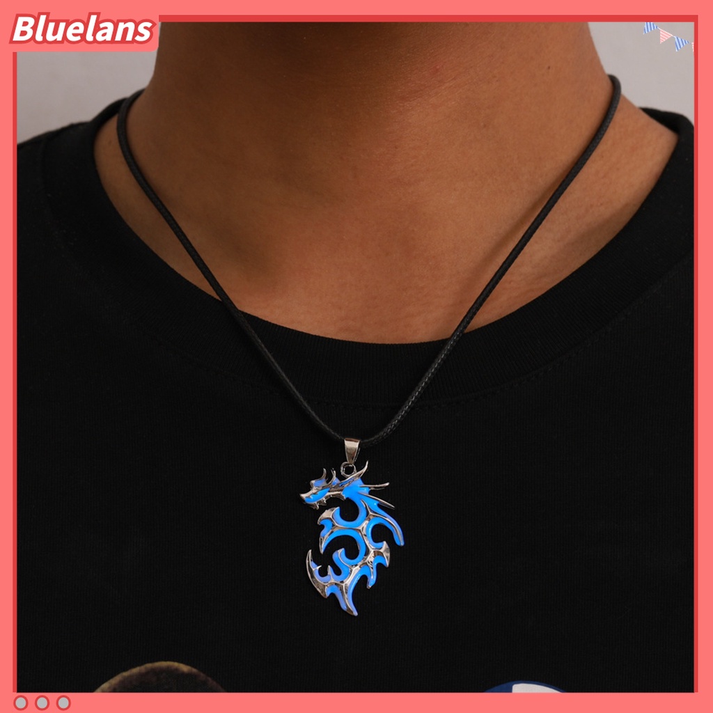 Kalung Liontin Naga Fluorescent Bahan Alloy Warna Silver Untuk Hadiah