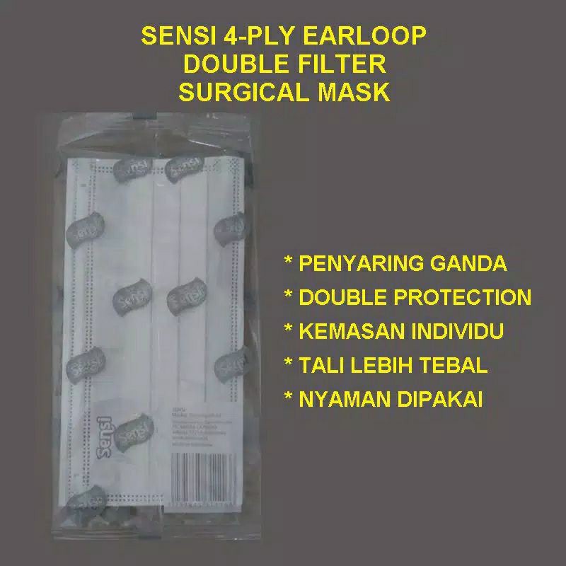 Sensi Mask 4-ply Double Filter Surgical 20's Earloop