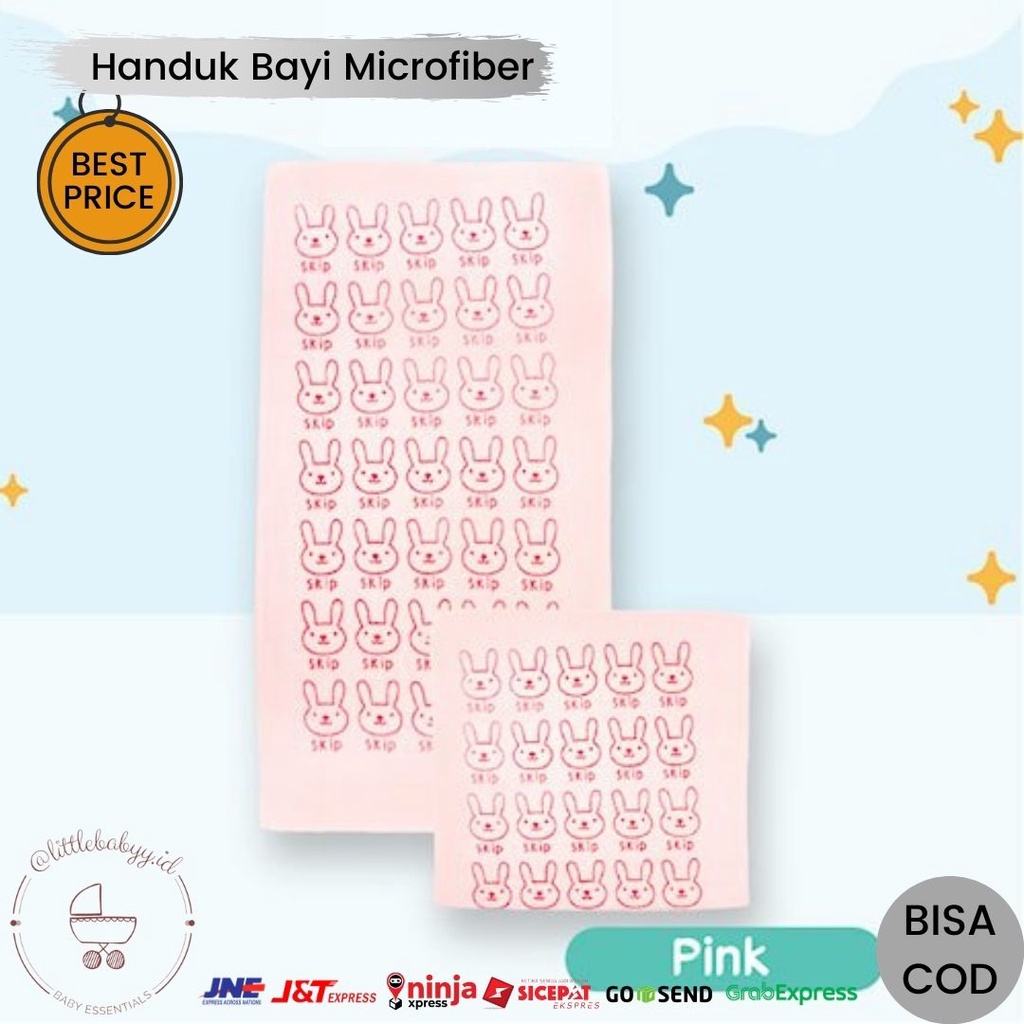 Handuk Bayi Microfiber Ukuran 20x50cm | Handuk Bayi Lembut & Halus Kecil-Pink