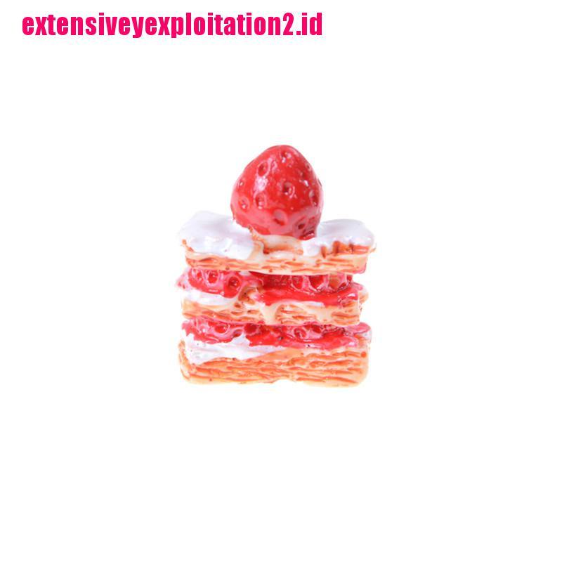 &lt; E2id &amp; &gt; 5pcs / Set Mainan Miniatur Kue Krim Strawberry Untuk Aksesoris Rumah Boneka