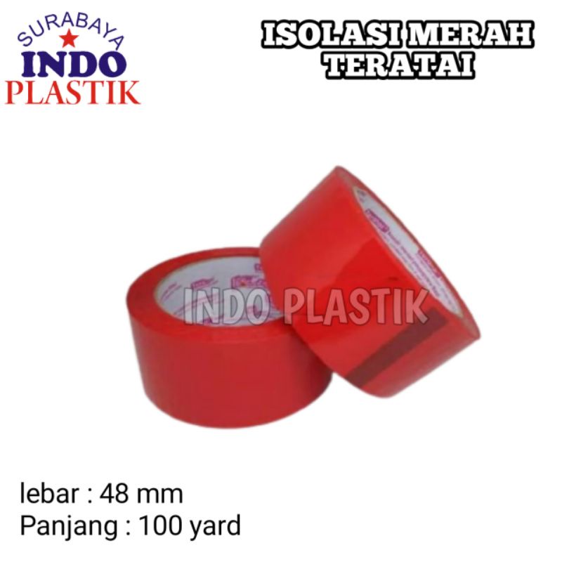 

ISOLASI MERAH TERATAI LAKBAN SELOTIP SOLASI OPP PLASTIK WARNA MERAH