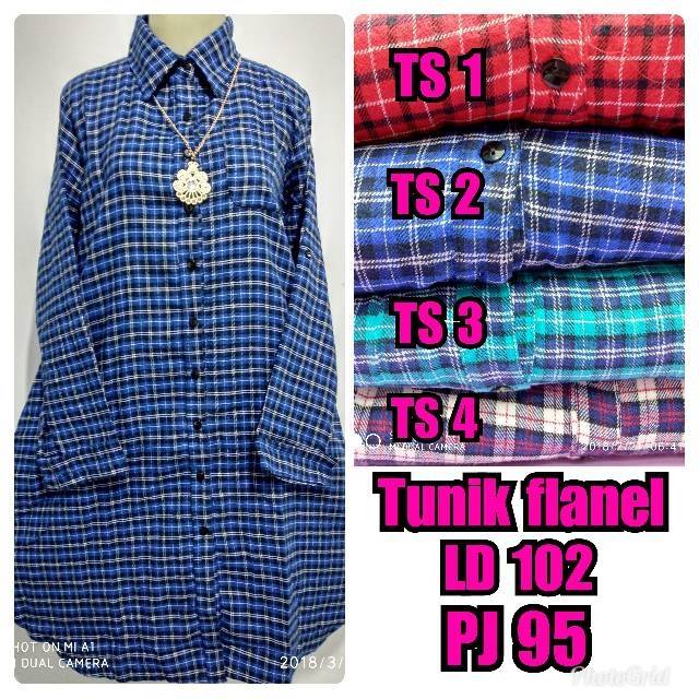 Tunik flanel/tunik/tunik kotak/hem tunik/tunik murah/kemeja tunik/hem kotak/boyfriend shirt/hem