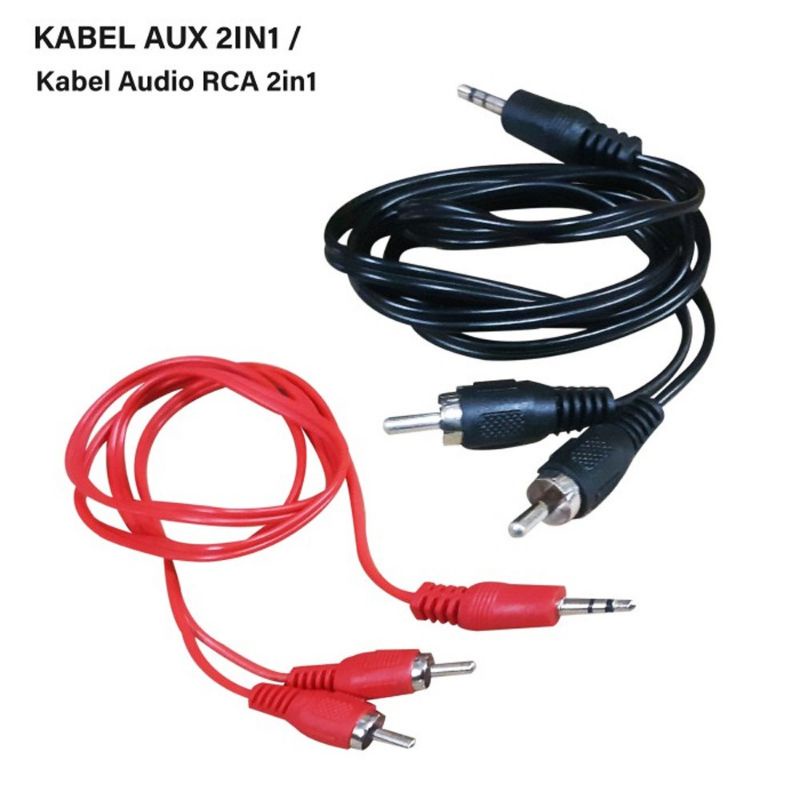 Kabel Audio Jack 3.5mm Male To Male Kabel Aux 2 in 1 Universal