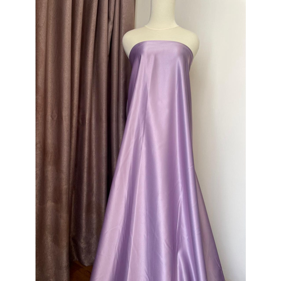 Bahan Kain Satin Saten Bridal Pengantin Duces Dutches Deutchess Deuchesse Meteran Premium Quality Warna Ungu Lilac