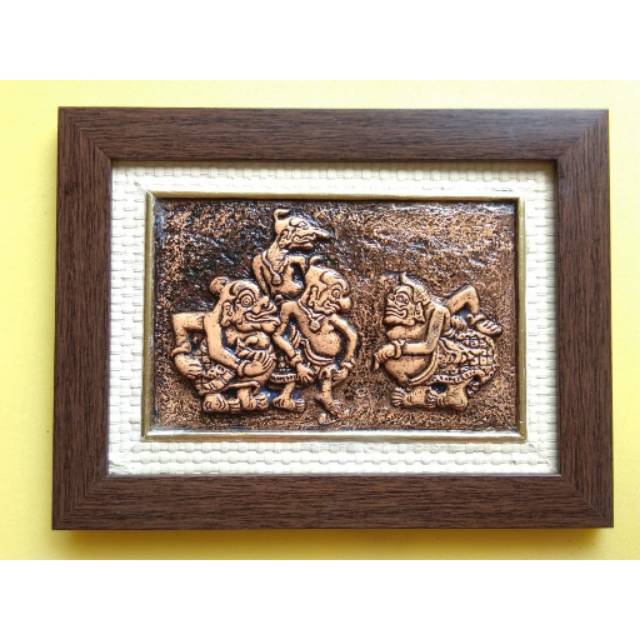 LUKISAN TIMBUL 3D RELIEF WAYANG PUNAKAWAN BAHAN FIBERGLASS UKURAN 33x25 cm - DEKORASI RUMAH