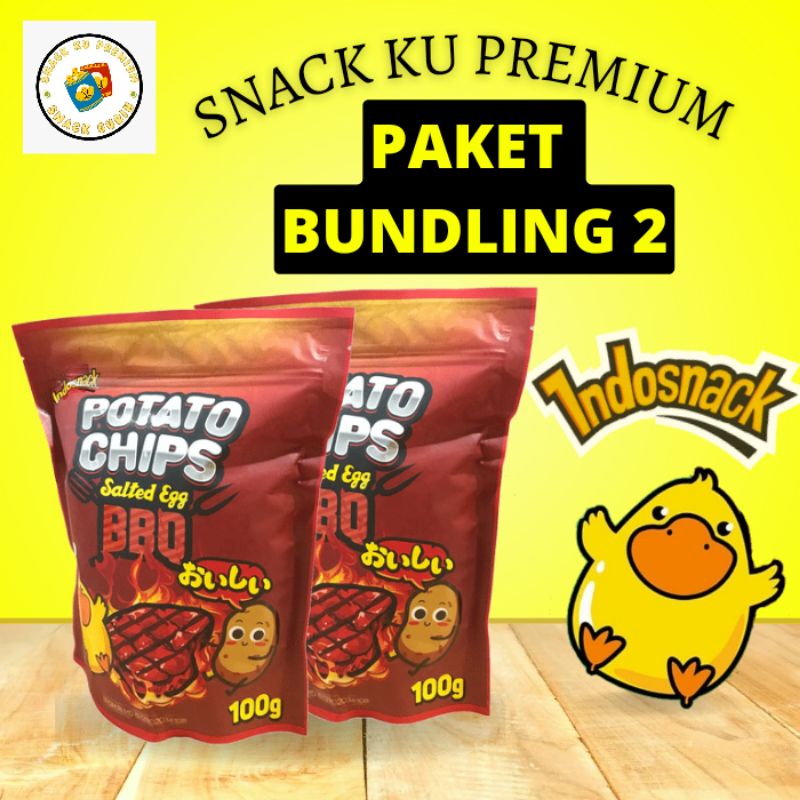 

Indosnack Salted Egg BBQ Potato Chips 100 Gr Paket Bundling 2 / Kripik Kentang / Keripik Kentang / Kentang Goreng / Kripik Salted Egg / BBQ / Snack Premium / Snack Rasa Salteg Egg BBQ