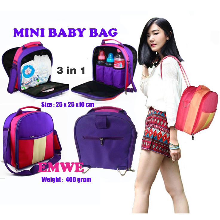 Simple Mini Baby Bag 3in1 tas Slempang Ransel bekal perlengkapan makan susu bayi anak sekolah