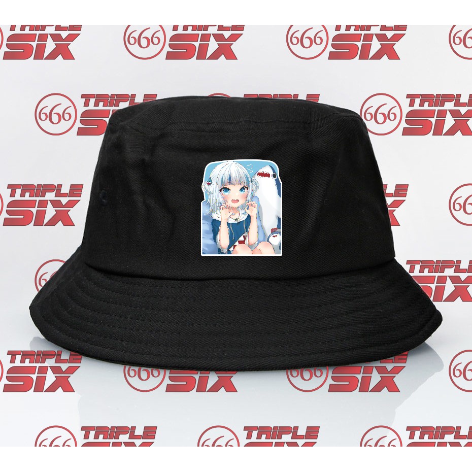 Topi Bucket hat premium Hololive Gawr Gura shark box