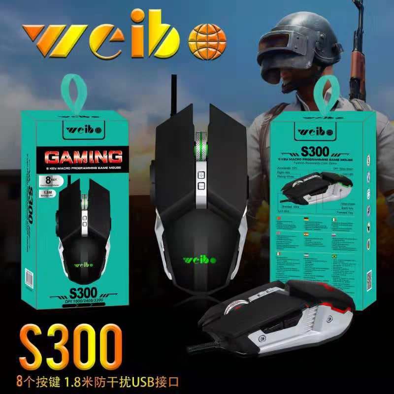 Promo! MOUSE GAMING WEIBO WB S300 BLACK LIGHT CABLE GAMING Murah!