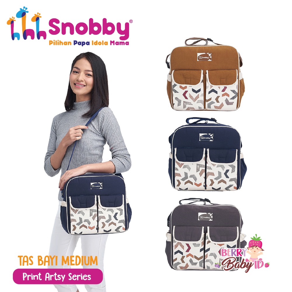 Snobby Tas Bayi Medium Saku Depan Baby Travel Diaper Bag Multifungsi Berry Mart