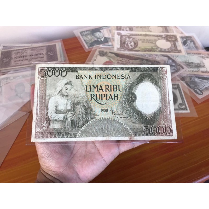 Uang Kuno 5000 Rupiah Pekerja Coklat Seri ZDQ XF Plus