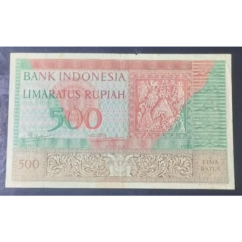 UANG KUNO INDONESIA SERI BUDAYA 500 RUPIAH SERI BUDAYA 1952 ORGINAL