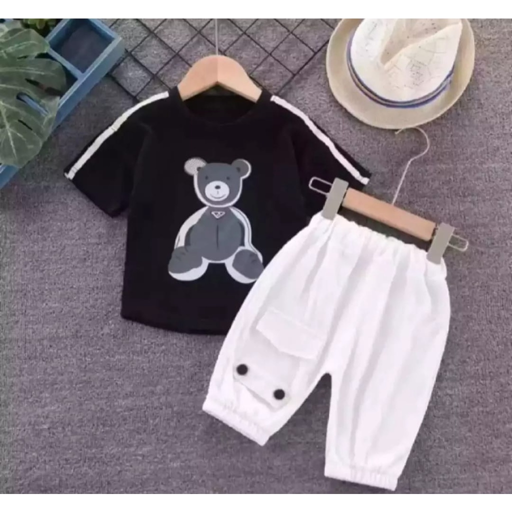 SETELAN BAJU ANAK LAKI LAKI DAN PEREMPUAN SETELAN ANK PANDA BARU UNTUK 1-5 TAHUN