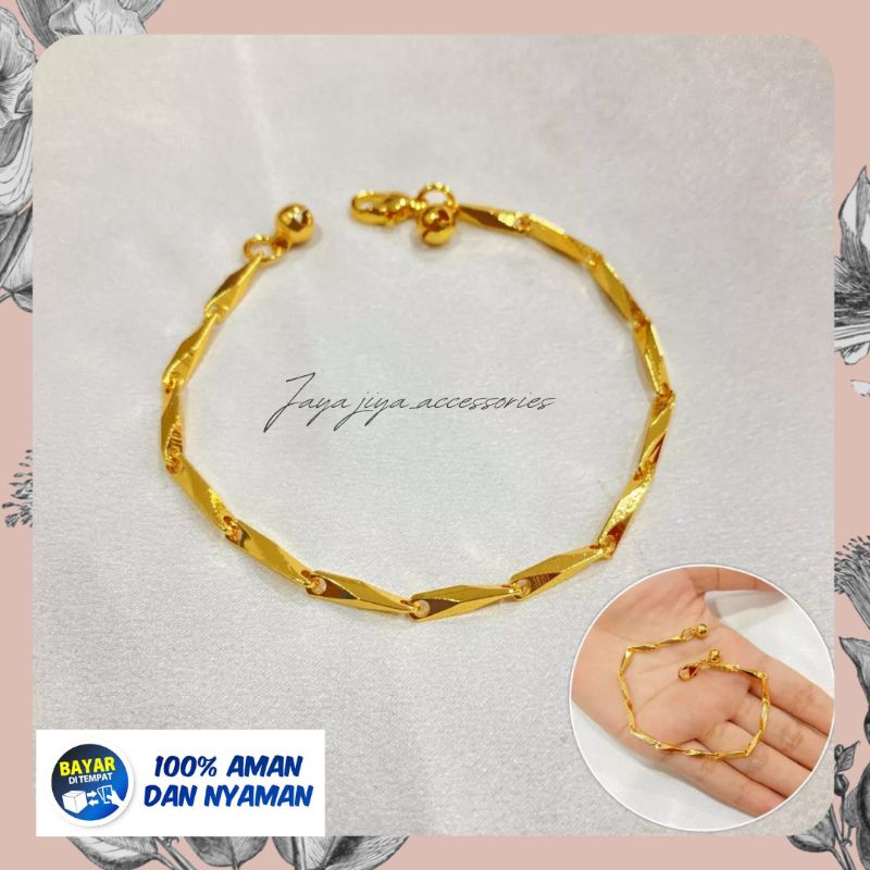 Gelang Tangan Balok Kopong Lapis Emas 24k Cantik Elegan