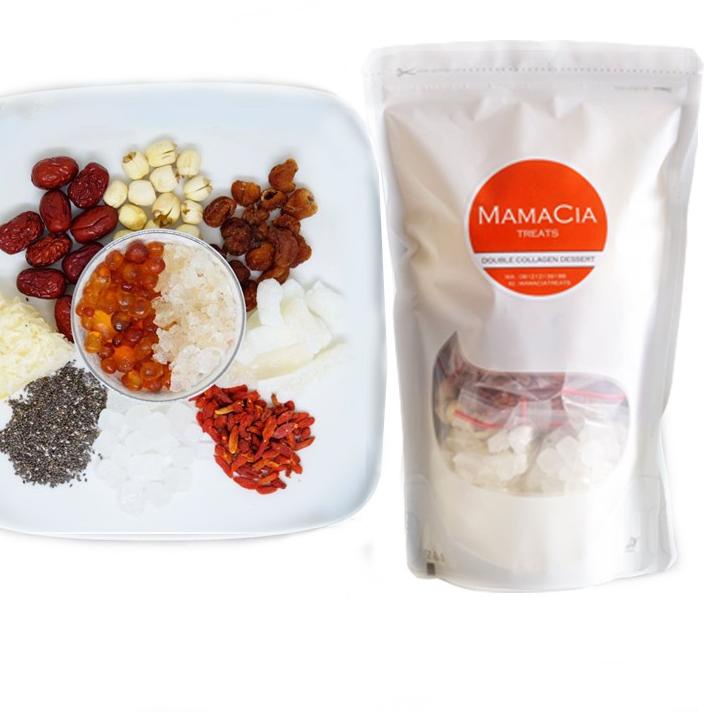

Mamacia Treats Paket Double Collagen Dessert Peach Gum + Snow Bird Nest Personal Pack 시