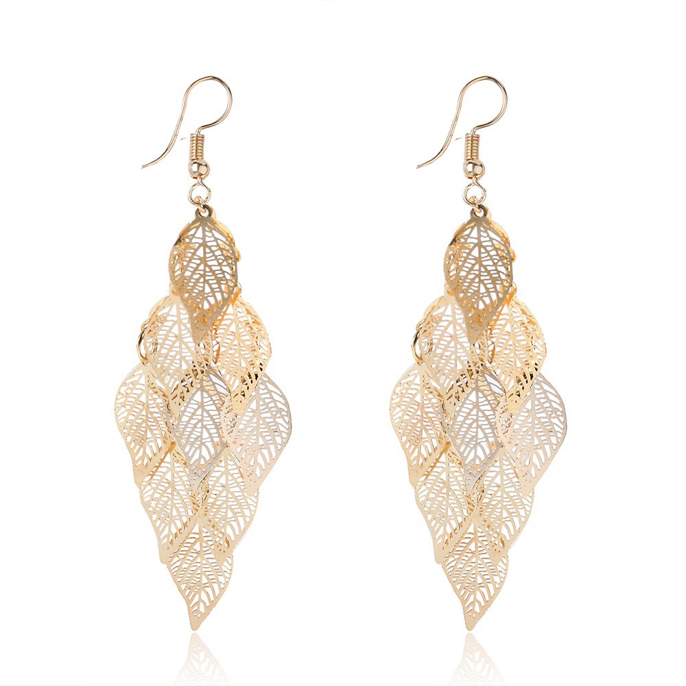 ANTING CUTIE Daun Earring Bohemian Jewelry Menjuntai Drop Earrings Boho Lucu Earbob Wanita Hadiah