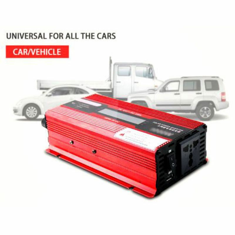 Carmaer Car Power Inverter DC 12V to AC 220V 1000W with LED Display - SDB-1000A - Red